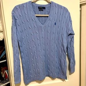 Never worn Polo Pima cotton cable knit v neck sweater